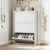 Wooden Shoe Cabinet, 3 Flip Drawers Shoe Organizer with Adjustable Shelves, Space-Saving Hidden Shoe Rack for Hallway or Entryway, White - 2 of 4