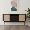 HomeRoots 59" Black And Natural Wood Two Drawer Sideboard with Two Sliding Doors - 2 of 4