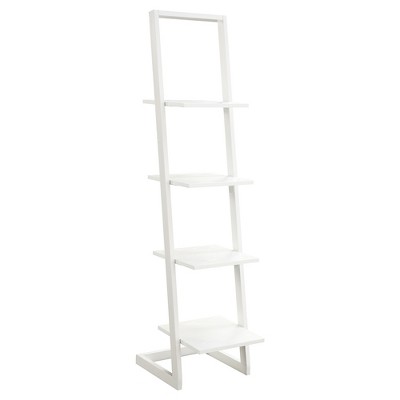 Narrow Oak Leaning Ladder Shelves