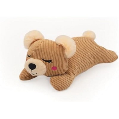 ZippyPaws Snooziez with Shhhqueaker - Bear Dog Toy with Silent Squeakers, Quiet Puppy Toys for Boy and Girl Dogs, Small Plush Dog Gifts