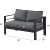 Heynemo Patio Furniture Aluminum Loveseat, All-Weather Outdoor 2 Seats Sofa Couch - 3 of 4