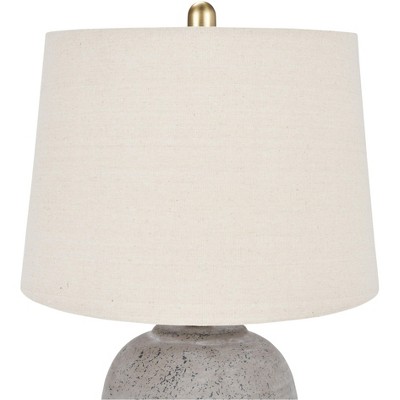 23" Earth Brown Ceramic Urn Table Lamp with Beige Shade