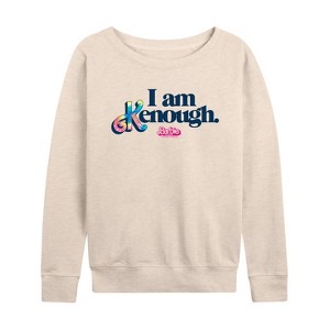 Women's - Barbie - I Am Kenough Tie Dye Lightweight French Terry Wide Neck Long Sleeve Shirt - 1 of 4