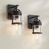 Possini Euro Design Caramela 16" High Modern Wall Sconce Light Lamp Fixture Mount Set of 2 Bathroom Bedroom Hardwired Cordless Black Glass Shade - 2 of 4