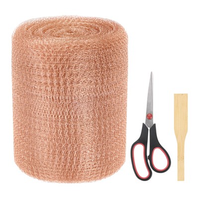 Unique Bargains Copper Mesh Rustproof Flexible Durable Copper Wool W Precision Scissor and Wood Stick 1 Set