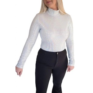 Women's Glitter Moment Bodysuit - Blue Buttercup - 1 of 4