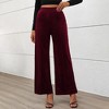 Women's Pants High Waisted Velvet Wide Leg Trousers - 3 of 4