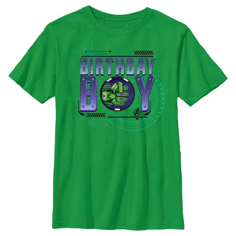 Boy's Marvel Birthday Boy Hulk Mech Suit Punch T-Shirt, 1 of 5