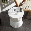 LuxenHome Outdoor Side Table, 18"White with Gray Fluted Hourglass-Shape Round Cement End Table, Accent Table for Indoor and Outdoor - 3 of 4