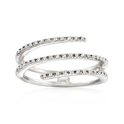 RS Pure by Ross-Simons 0.10 ct. t.w. Diamond Bypass Ring in Sterling Silver