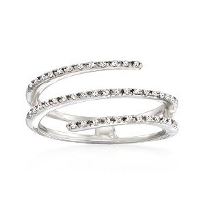 RS Pure by Ross-Simons 0.10 ct. t.w. Diamond Bypass Ring in Sterling Silver - 1 of 4