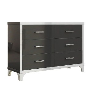 VYNXARIA Exquisite Black High - Gloss Dresser: A 6 - Drawer Mirrored Storage Marvel for Bedroom and Living Room Elegance - 1 of 4