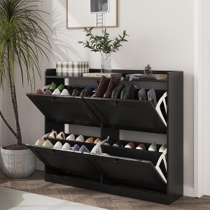 Large Shoe Storage Cabinet with 4 Flip Drawers, Narrow Shoe Cabinet for Entryway with Wooden Legs, Freestanding Hidden Shoe Rack Organizer for Hallway - 1 of 4