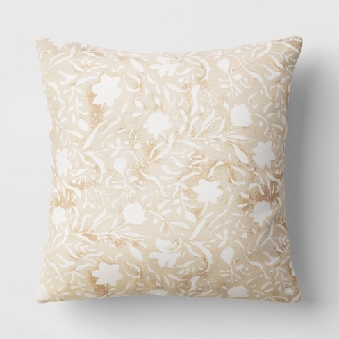 Floral Printed Square Throw Pillow Khaki Threshold Target