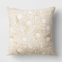 Floral Printed Square Throw Pillow Khaki - Threshold™