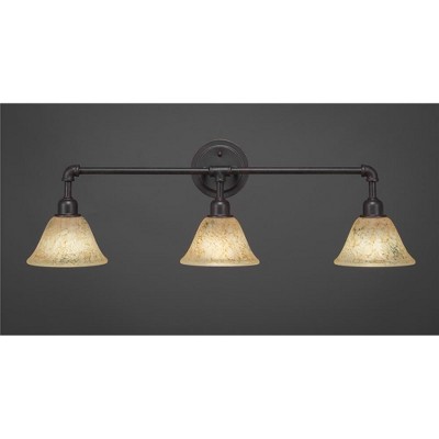 Toltec Lighting Vintage 3 - Light Vanity in  Dark Granite with 7" Italian Marble Shade