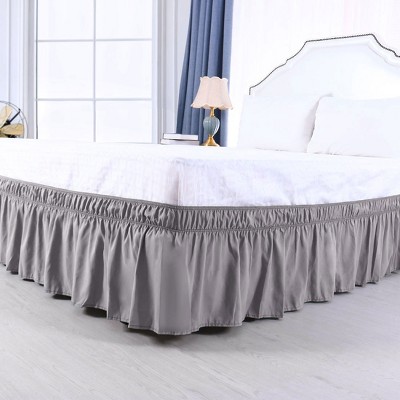PiccoCasa Dust Resistant Elastic Wrap-Around Ruffle Bed Skirts 15" Drop 1 Pc