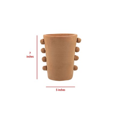 Natural Terracotta Beaded Ceramic Vase for Floral Arrangements