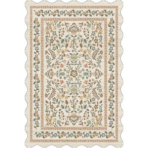 Fulvari Washable Area Rug Non Slip Low Pile Boho Floral Small Carpet for Bedroom, Bedside, Kitchen, Entryway, Kids Room, Office, College Dorm - 1 of 4