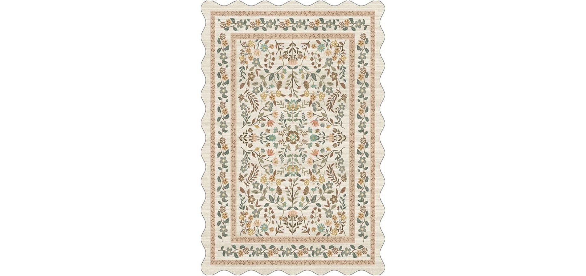 Fulvari Washable Area Rug Non Slip Low Pile Boho Floral Small Carpet for Bedroom, Bedside, Kitchen, Entryway, Kids Room, Office, College Dorm