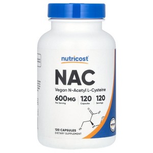 Nutricost NAC, Vegan N-Acetyl L-Cysteine, 600 mg, 120 Capsules - 1 of 2