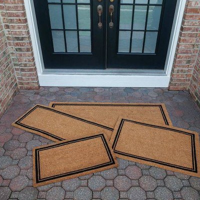 Indoor/outdoor Coir Doormat With Border Natural/black - Entryways : Target