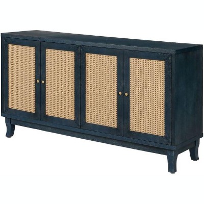 Rattan Sideboard Buffet Cabinet with 4 Rattan Doors, Adjustable Shelves, Storage Modern Storage Cabinet, Cupboard Console Table