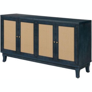 Rattan Sideboard Buffet Cabinet with 4 Rattan Doors, Adjustable Shelves, Storage Modern Storage Cabinet, Cupboard Console Table - 1 of 4