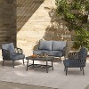 Christopher Knight Home Piotr 4 Piece Outdoor Acacia Wood and Metal Seating Set with Rope Woven - 2 of 4