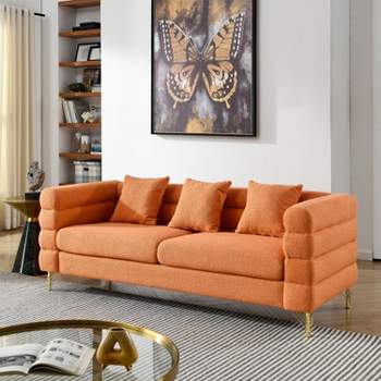 81'' Modular Oversized 3 Seater Velvet Sofa, Deep Seating with 3 Pillows for Living Room, Bedroom - Maison Boucle