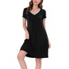 cheibear Women's Soft V-Neck Summer Pajama Lounge Dress with Pockets Nightgowns - 2 of 4
