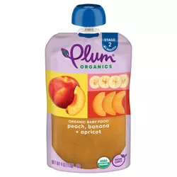 Plum Organics Stage 2 Peach Banana & Apricot Baby Food Pouch - 4oz