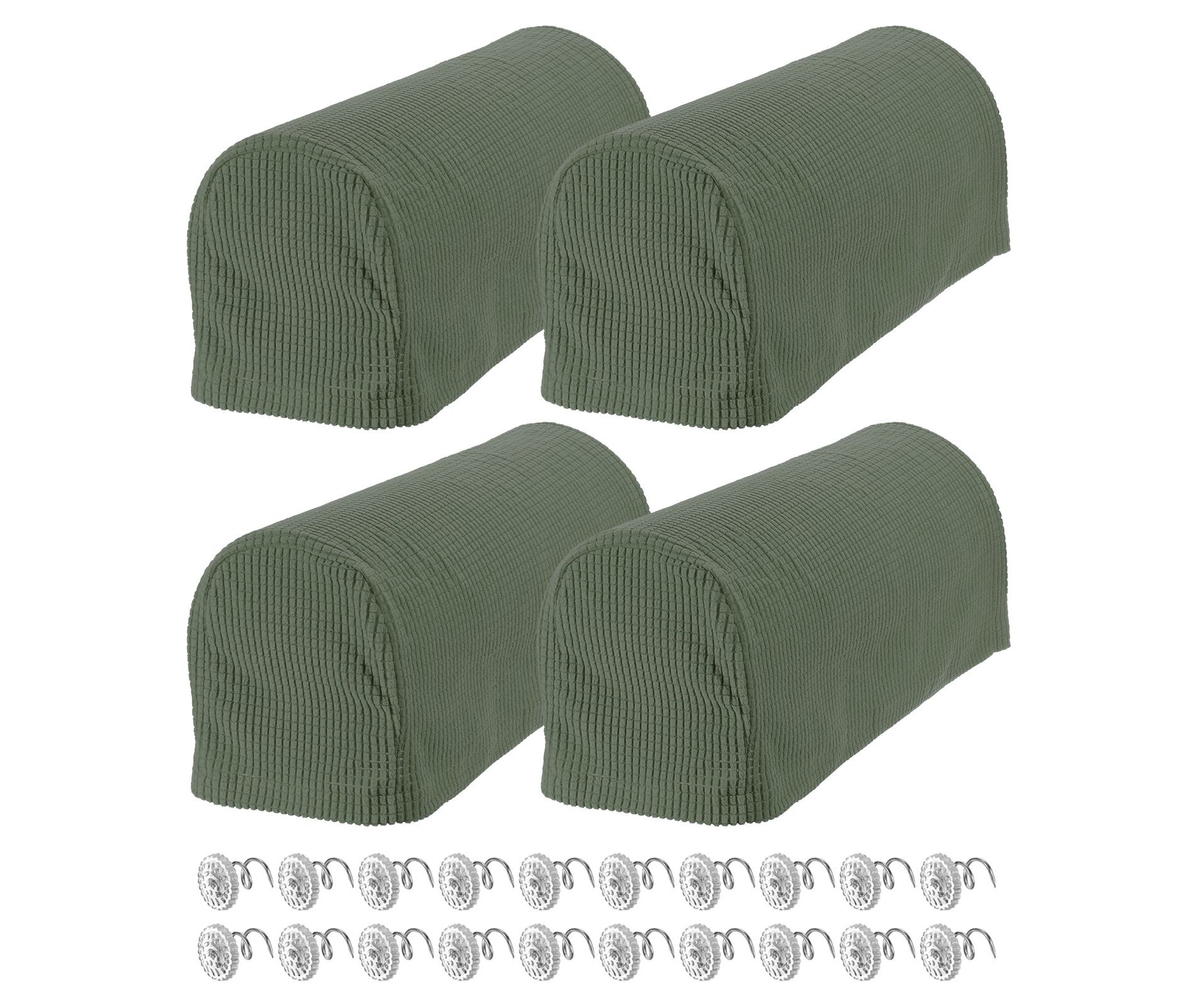 Unique Bargains Stretchy Anti-Slip Sofa Couch Armchair Covers with Pins 4 Pcs Army Green