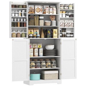 HOMCOM 72" Farmhouse Kitchen Pantry Cabinet, Tall Storage Cabinet with 4 Barn Doors, 4 Adjustable Shelves, 8 Door Shelves - 1 of 4