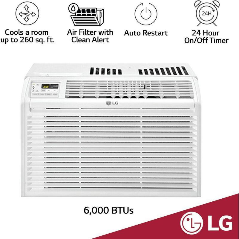 LG Electronics 6,000 BTU 115V LW6017 Window Air Conditioner with Remote Control, 4 of 11