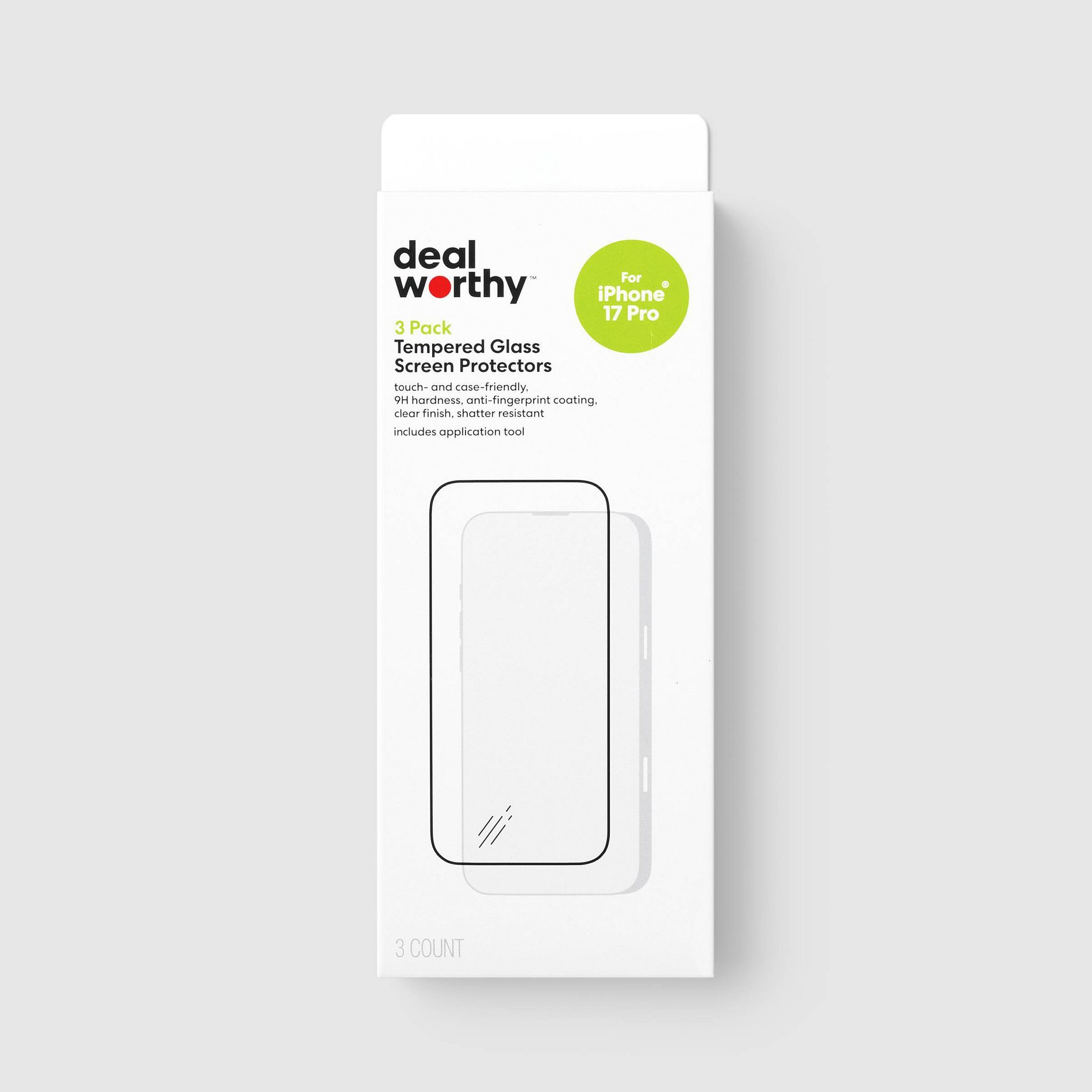 Apple iPhone 17 Pro Screen Protector Glass Shield 3pk - dealworthy™️