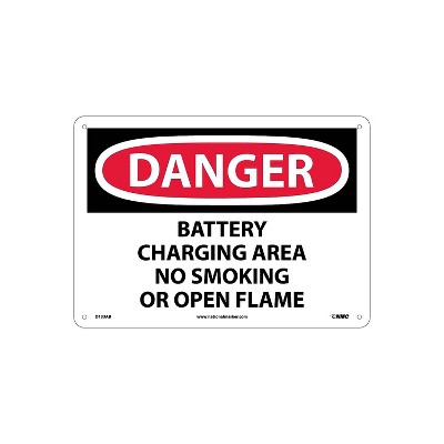 National Marker Danger Signs; Battery Charging Area No Smoking Or Open. . . 10X14 .040 Aluminum