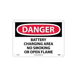 National Marker Danger Signs; Battery Charging Area No Smoking Or Open. . . 10X14 .040 Aluminum - 1 of 1