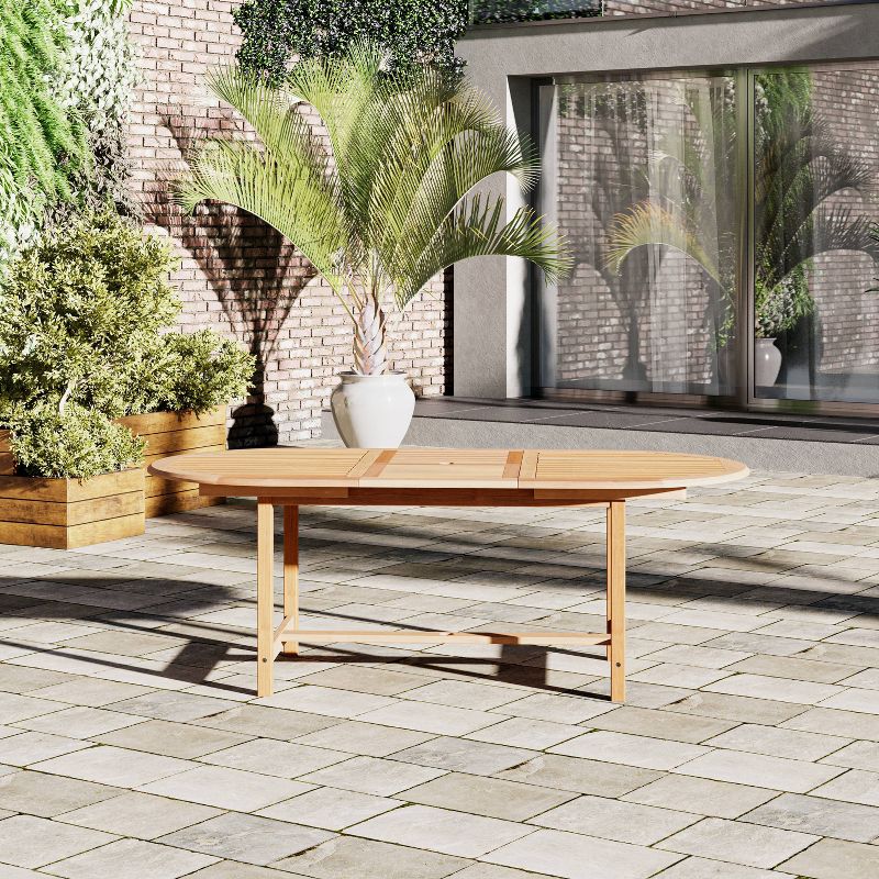 Amazonia Teak Oval Jakarta Outdoor Patio Dining Table Natural Wood, 2 of 5