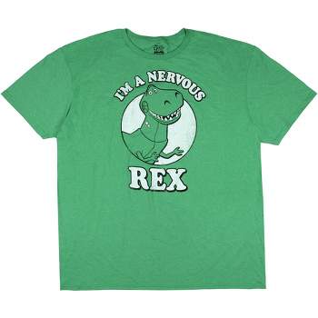 Disney Mens' Toy Story I'm A Nervous Rex Distressed Graphic T-Shirt Green