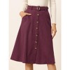 Allegra K Women's High Waist Solid Button Front A-Line Belted Corduroy Midi Skirt - 2 of 4