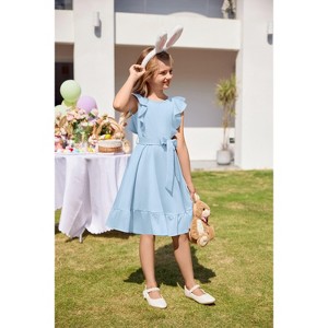 sachin and babi light blue dress Arshiner Girls Spring Summer Dresses Flutter Sleeve A-line with Belted  Pockets Casual Party Dress for Kids 6-16 Years Clear Blue 12 Years : Target