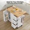 LunaLulinlk Kitchen Island with Drop Leaf Countertop, Rolling Kitchen Island Cart with Storage Cabinet and Tower Rack, White - 3 of 4