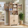 70.1" Tall Fluted Pantry Cabinet, Kitchen Storage Cupboard with Countertop for Microwave, Natural Wood - 3 of 4