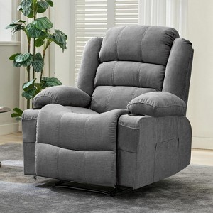 Wide Manual Recliner Chair for Adults, Oversized Fabric Lounge Chair with 3 Recline Modes, Overstuffed Design, Cup Holders & Side Pockets - 1 of 4