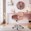 FurnitureR Home Office Chair, Mid Back Velvet Desk Chairs with Rolling Wheels, Adjustable Task Chair for Living Room, Bedroom, Studying, Rose - 3 of 4