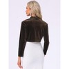 INSPIRE CHIC Women's Velvet Long Sleeve Shawl Neck Open Front Cropped Bolero Cardigan - 3 of 4