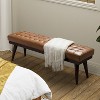 Olga 55.5" Wide Mid-century modern genuine leather Bedroom Bench |ARTFUL LIVING DESIGN - 3 of 4