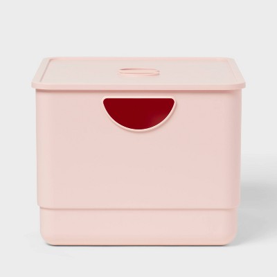 Kids' Storage with Lid Pink - Pillowfort™: Stackable Utility Bin, 13.53 Volume, Spot Clean, 2-Piece Set