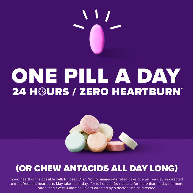 Prilosec OTC Omeprazole 20mg Delayed-Release Acid Reducer for Heartburn Relief Wildberry Tablets - 42ct, 3 of 14